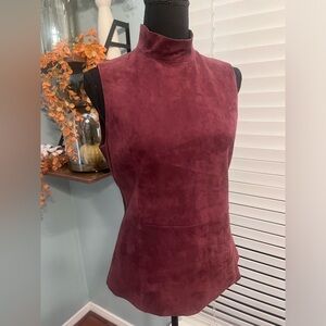 NEW Theory Eulia Lamb Leather Top in Dark Currant - Medium